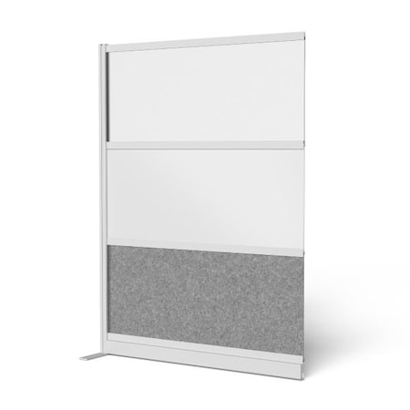 Luxor Workflow Modular Wall Room Divider System - Black Frame - 53" x 70" Wide Panel Add-On Wall with Whiteboard MW-5370-XWCGWG